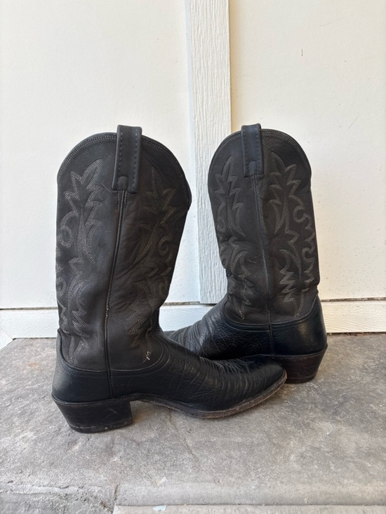Dan Post Black Leather Western Cowboy Boots Mens 10.5 D Classic Embroidered main image 4